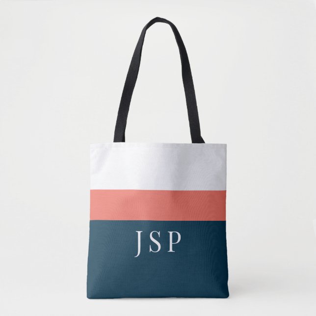 Sac fourre-tout à monogramme personnalisé – Navy C (Devant)