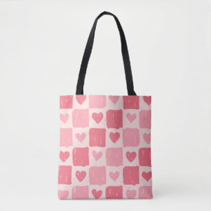 Sac fourre-tout à motif coeurs peints et amour