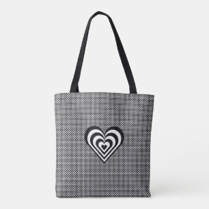 Sac fourre-tout à motif d'échiquier noir et blanc