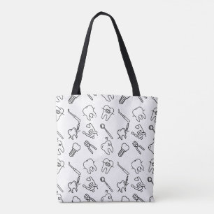 Sac fourre-tout à motif d'icônes dentaires minimal