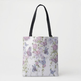 Sac fourre-tout à motif papillon aux teintes rose 