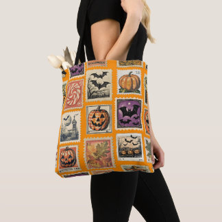 Sac fourre-tout à motif timbres vintage Halloween