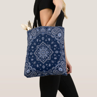 Sac fourre-tout à motifs paisley et bandana bleu m
