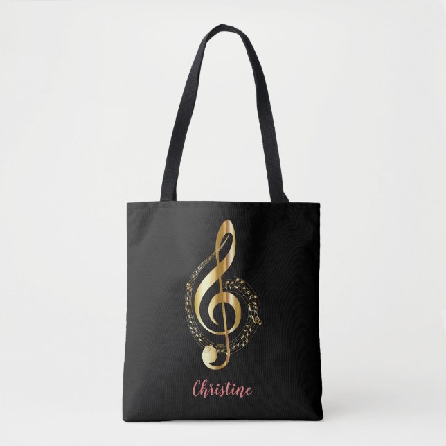 Sac fourre-tout à musique de clef triple d'or (Devant)