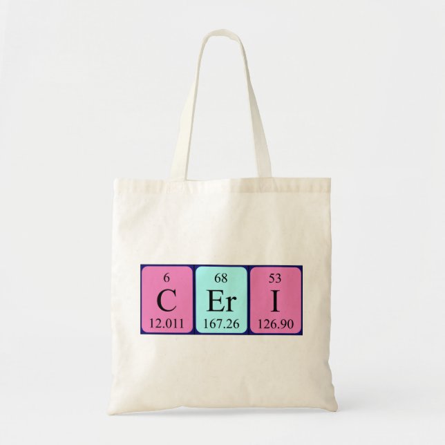 Sac fourre-tout à nom de table périodique de Ceri (Devant)