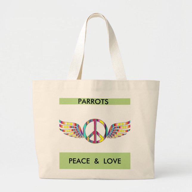 Sac fourre-tout à paix et à amour de perroquets (Devant)