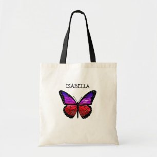 Sac fourre-tout à papillon rouge et violet personn