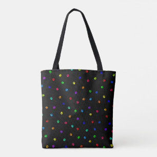Sac fourre-tout à Pawprint d'arc-en-ciel avec