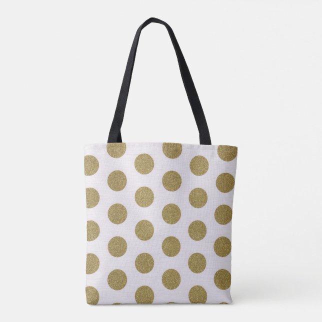 Sac fourre-tout à point de polka d'étincelle d'or (Dos)