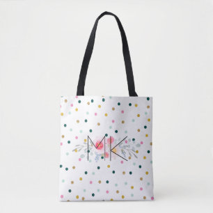 Sac fourre-tout à points polka coloré avec vos ini