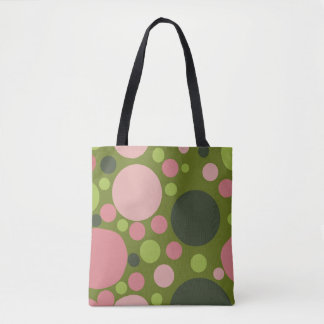 Sac fourre-tout à points Polka vert et rose