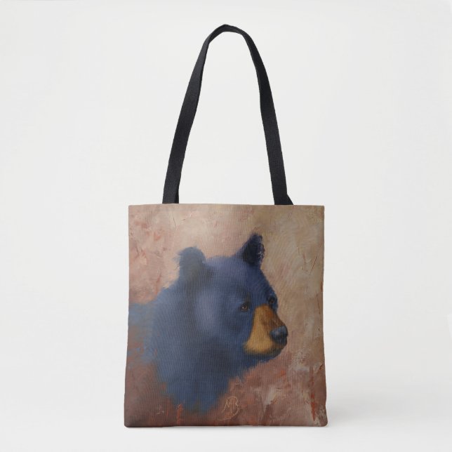 Sac fourre-tout à portrait d'ours noir (Devant)