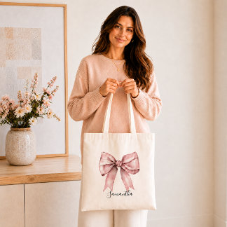 sac fourre-tout à ruban rose