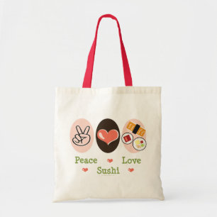 Sac fourre-tout à sushi d'amour de paix