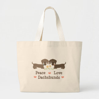 Sac fourre-tout à teckels d'amour de paix