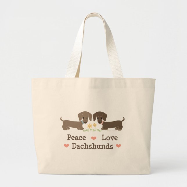 Sac fourre-tout à teckels d'amour de paix (Devant)