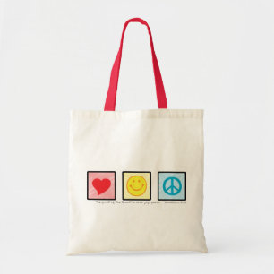 Sac fourre-tout à tissu de paix de joie d'amour