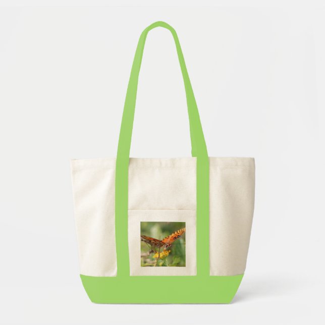 Sac fourre-tout à toile, grand papillon orange de (Devant)