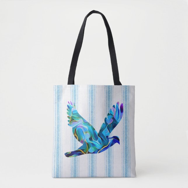Sac fourre-tout Abstrait de colombe bleu-paix (Devant)
