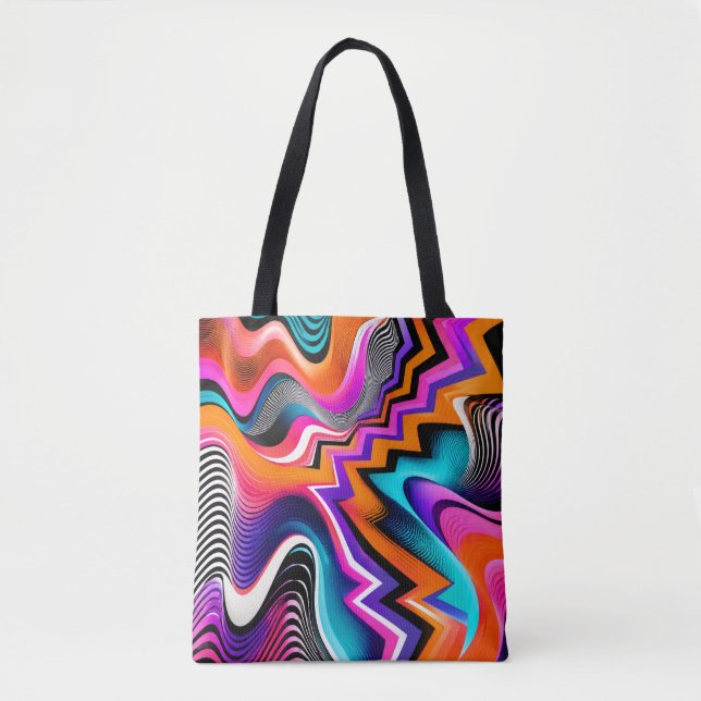 Sac fourre-tout abstrait zigzag psychédélique (Devant)