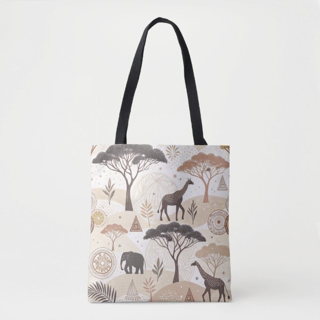 Sac fourre-tout africain à thème Safari avec anima (Devant)