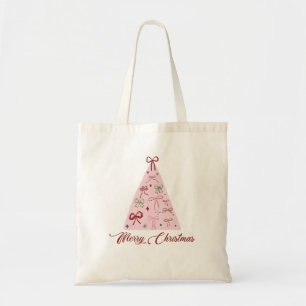 Sac fourre-tout arbre de Noël rose