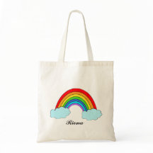 Sac fourre-tout arc-en-ciel personnalisé avec nom