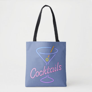 Sac fourre-tout au néon à signe de cocktails