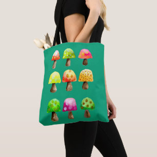 Sac fourre-tout aux champignons colorés