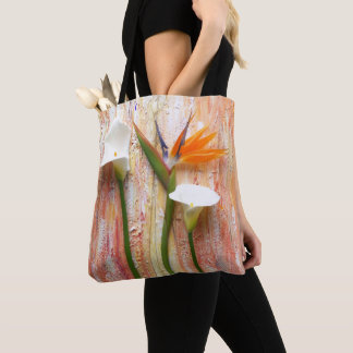 Sac fourre-tout aux fleurs orange et blanche