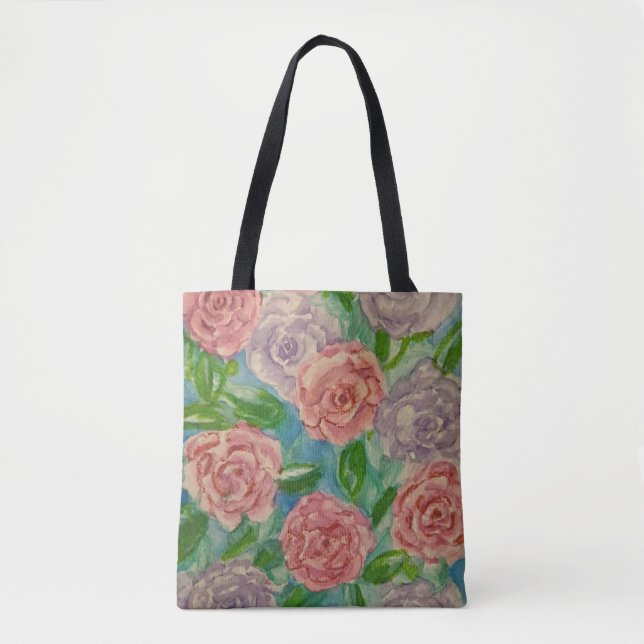 Sac fourre-tout aux fleurs pastel (Devant)