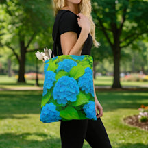 Sac fourre-tout aux hortensias bleus
