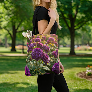 Sac fourre-tout aux roses violettes