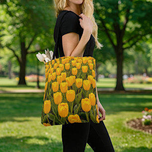 Sac fourre-tout aux tulipes jaunes