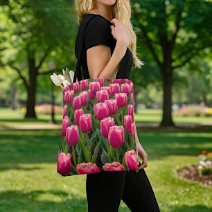 Sac fourre-tout aux tulipes roses