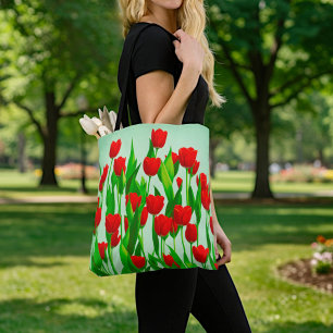 Sac fourre-tout aux tulipes rouges