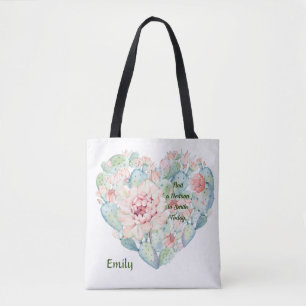 Sac fourre-tout avec Cactus Coeur & Mots