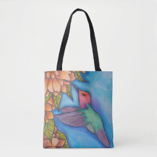 Sac fourre-tout avec colibri et fleurs crayon d'ar