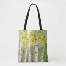 Sac fourre-tout avec des trembles aquarelles