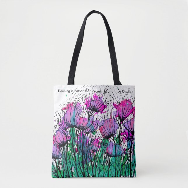 Sac fourre-tout avec les fleurs roses lunatiques (Devant)