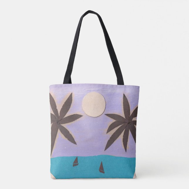 Sac fourre-tout avec palmiers et ciel de lavande (Dos)