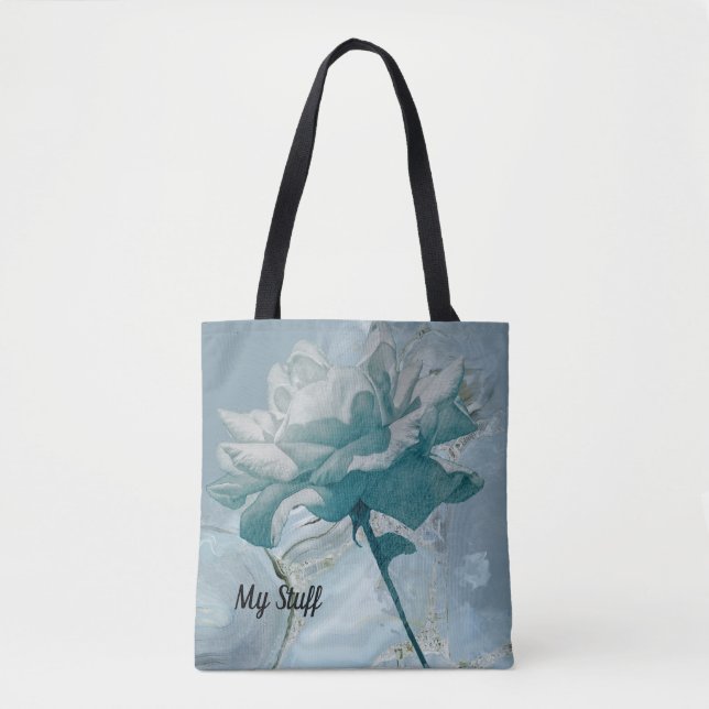 Sac fourre-tout avec Rose Turquoise Abstrait (Devant)