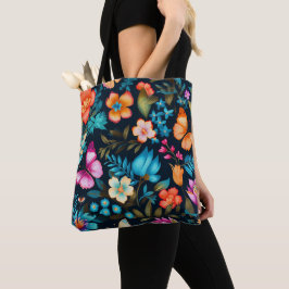 Sac fourre-tout avec un motif floral et papillon v