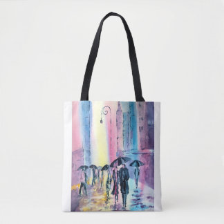 Sac fourre-tout avec une scène d'un Couple marchan