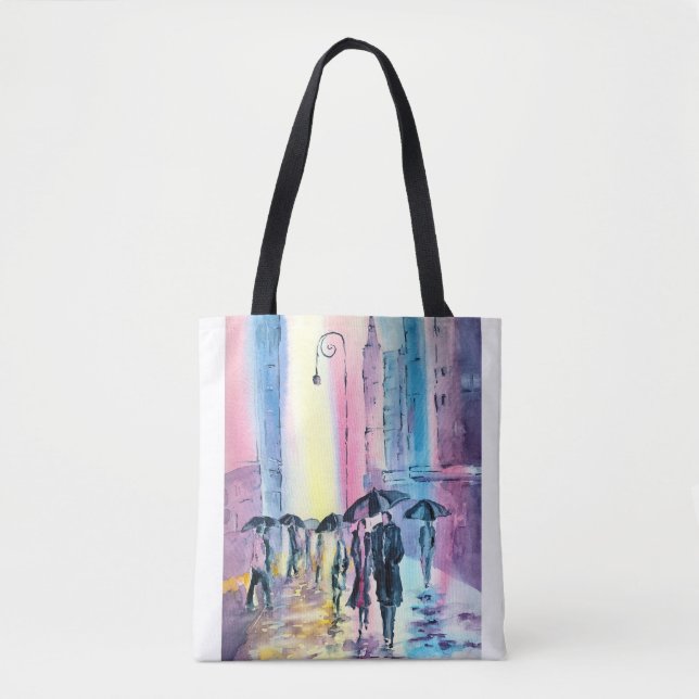 Sac fourre-tout avec une scène d'un Couple marchan (Devant)