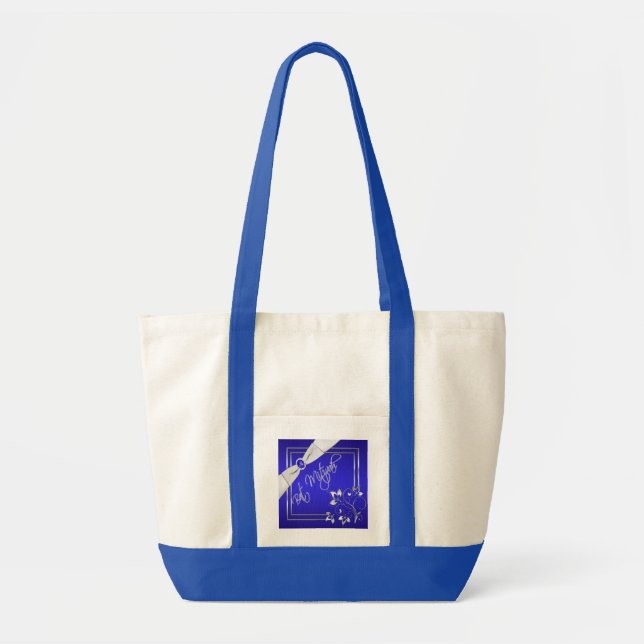 Sac fourre-tout Bat mitzvah Bleu Cobalt et Argent  (Devant)