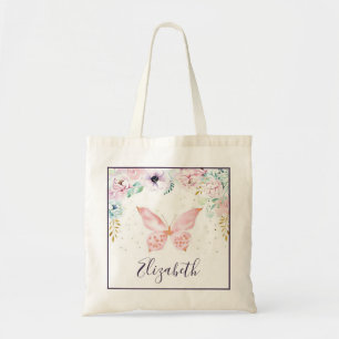 Sac fourre-tout bébé floral pastel et papillon
