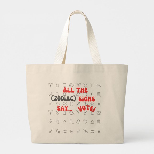 sac fourre-tout beige tous les signes voter graphi (Dos)