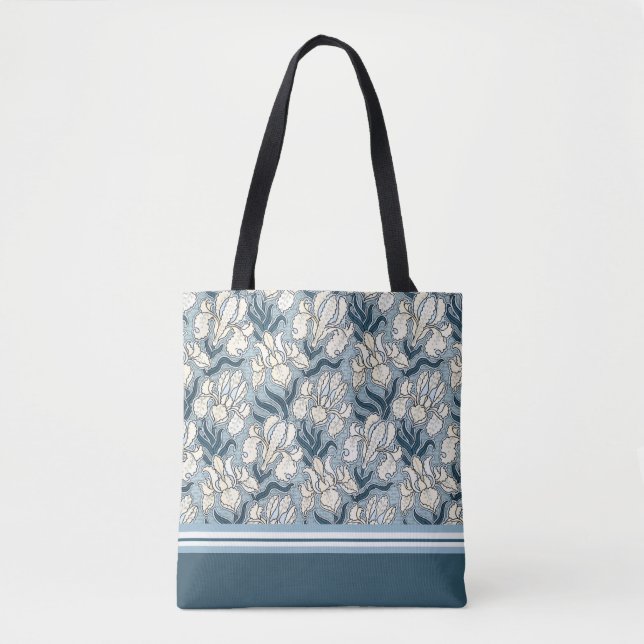 Sac fourre-tout blanc à conception d'iris de (Devant)