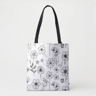Sac fourre-tout blanc élégant avec motif floral dé